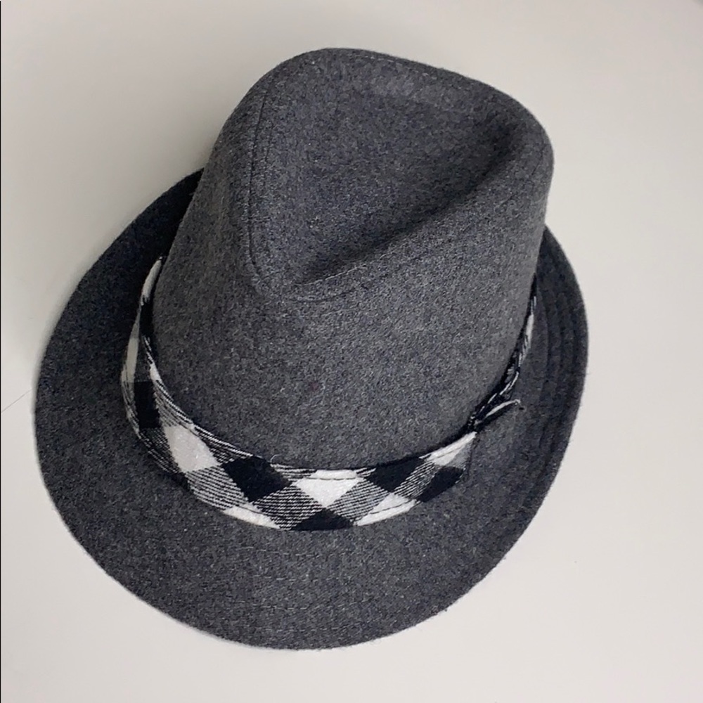 Rising Star grey felt plaid band fedora baby gq luxe hat